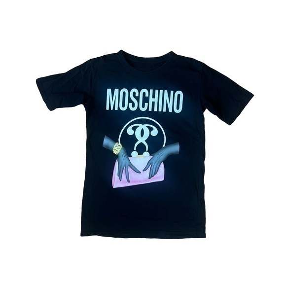 MOSCHINO Couture AEFFE SPA Black Hands Bag Short Sleeve Top - Picture 1 of 8